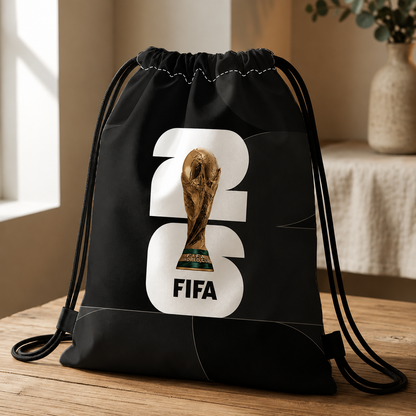 World Cup drawstring black backpack